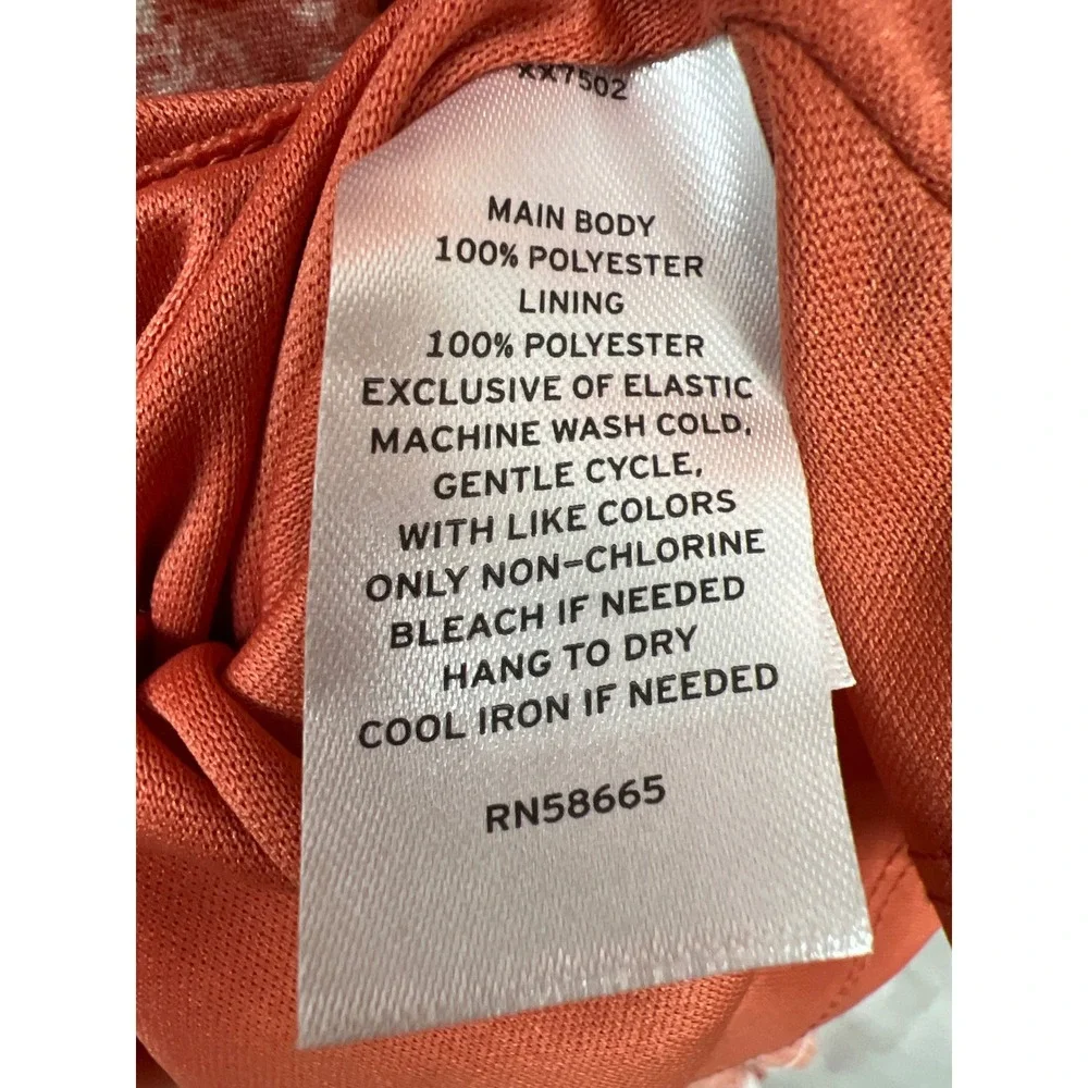 Melrose and Market Floral Smocked Midi Dress Women Large Orange Puff Sleeve Boho - Picture 3 of 10